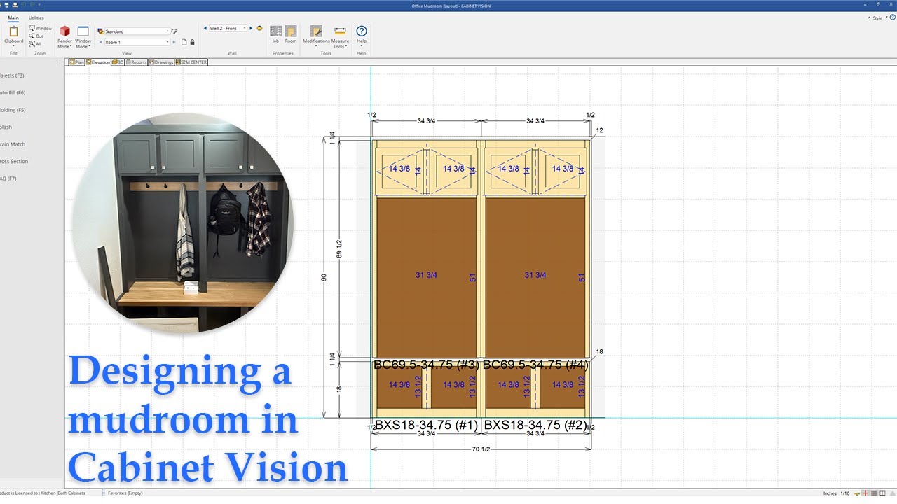 Designing a mudroom in cabinet vision