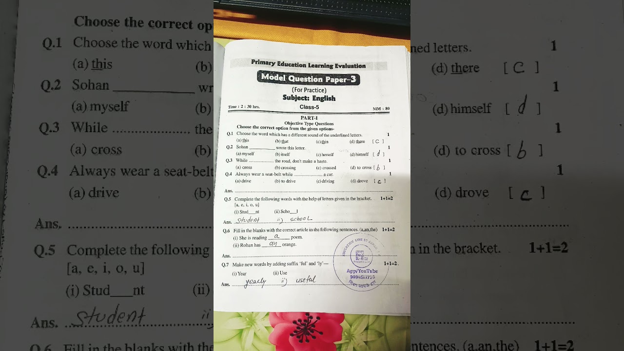 Class 5th English board paper 2024। 5th class. English paper। 5वीं board 2024। Education line