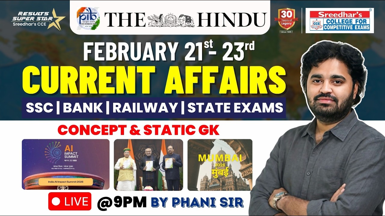 🔴Live | Daily Current Affairs in Telugu | February  21st-23rd | Latest & Important News | PHANI SIR
