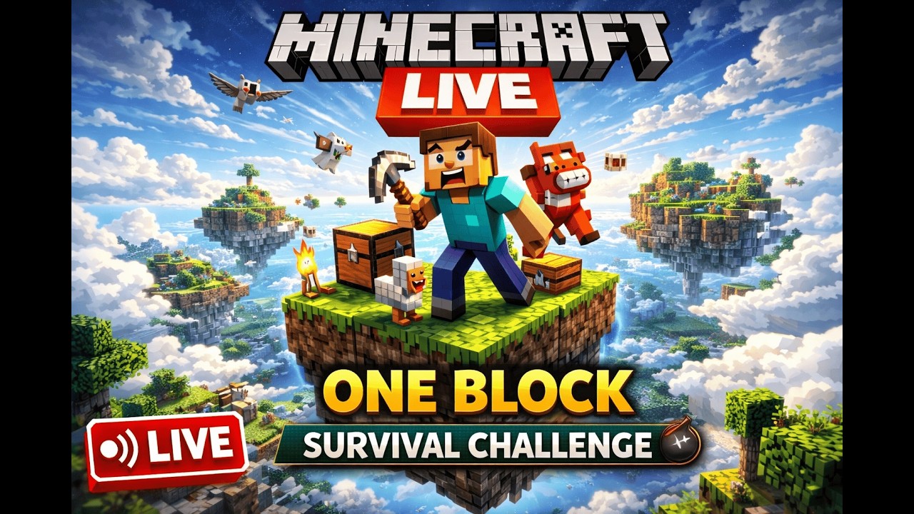 One Block Survival Challenge | Minecraft Live  | Survival Challenge | Hardest Survival? | Gameplay