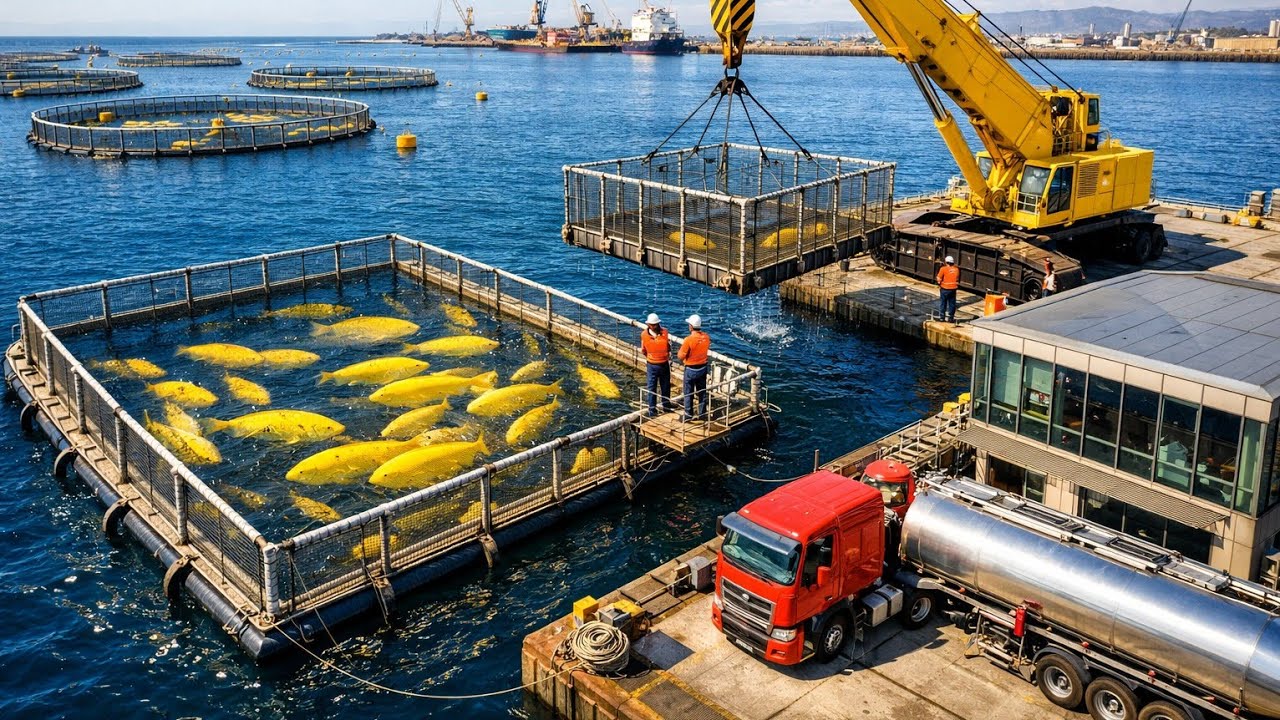 🚜 50,000 KG Golden Fish Crane Se Bahar Nikali 😱 | Biggest Fish Farming