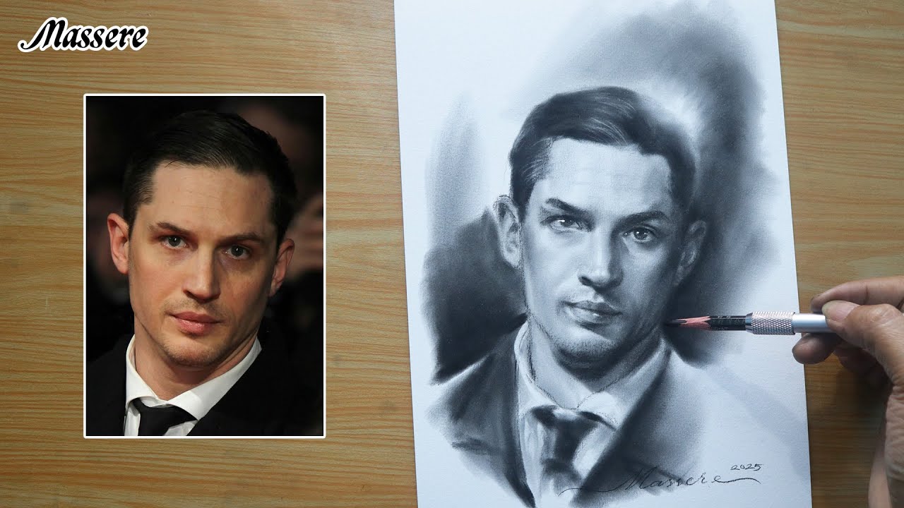 How to Draw Portrait Human Face Tom Hardy Pencil Drawing Step by Step for Beginners