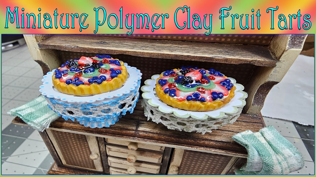 Miniature Fruit Tart Pastries | Polymer Clay Food | 1:12 Dollhouse Miniatures