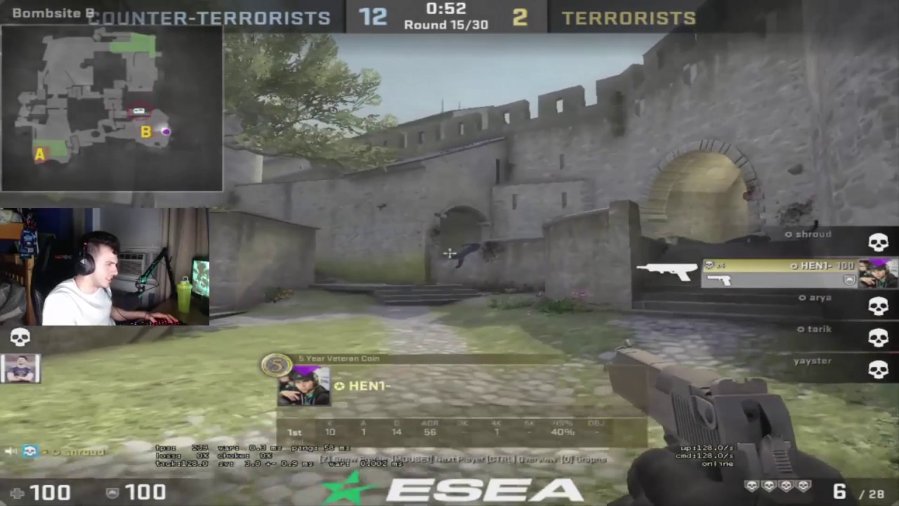 CS:GO - hen1 1 vs 5 in Rank S on Tarik's Stream [ESEA]