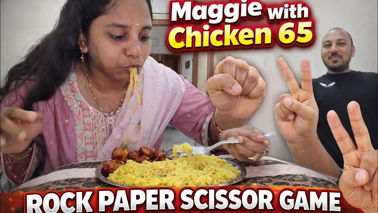 Food challange between wife and husband 🥰  using RockPaperScissors game. #food #rockpaperscissors