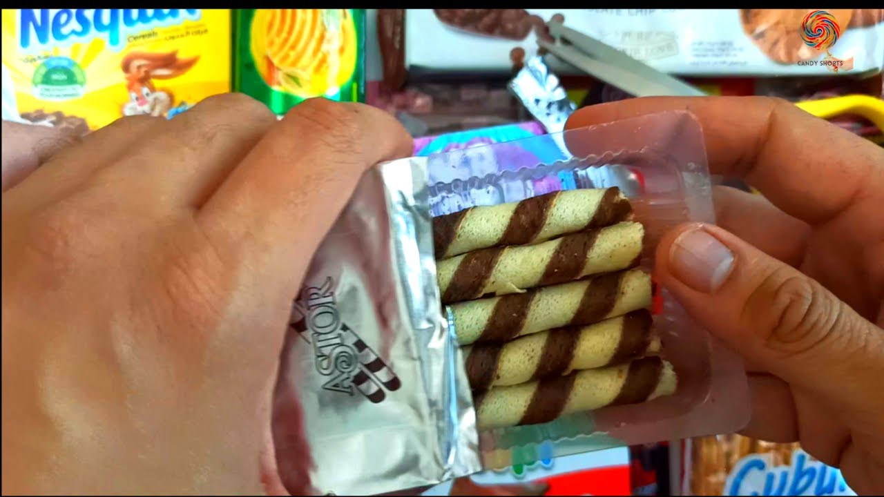 Very Yummy and Crunchy filled with Chocolate Wafer Sticks Candy Unboxing, ASMR CHOCOLATE