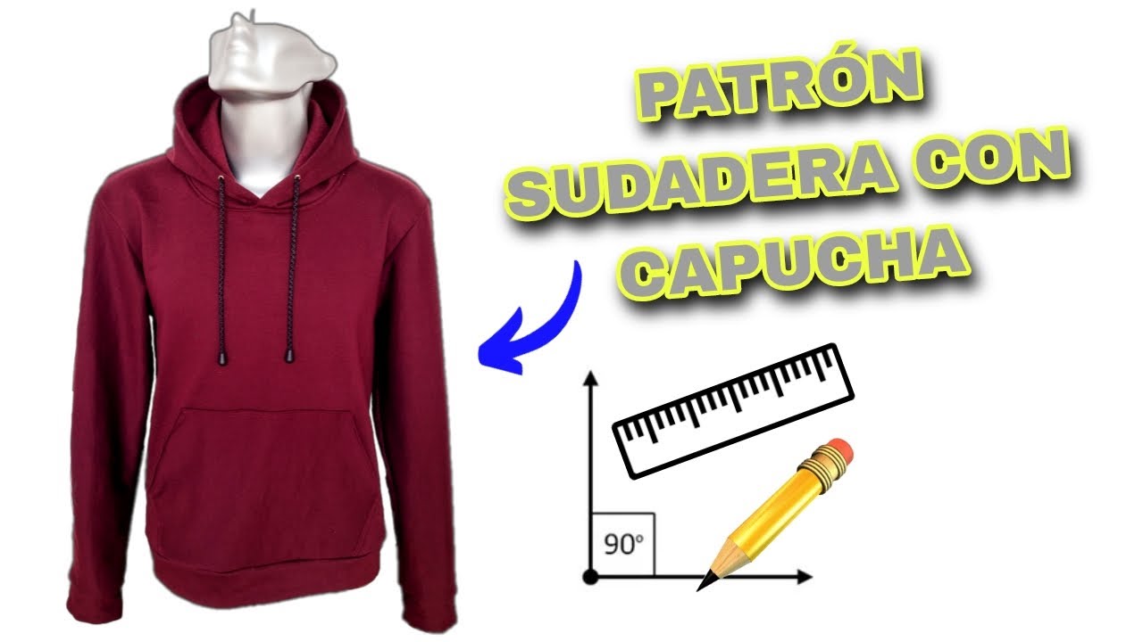 PATRÓN DE SUDADERA CON CAPUCHA DE CABALLERO TALLA MEDIANA