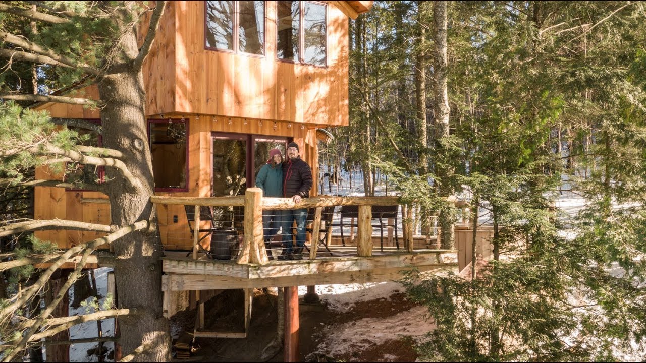 Walker Pond Treehouse Tour: For Rent Tour in Newport Vermont