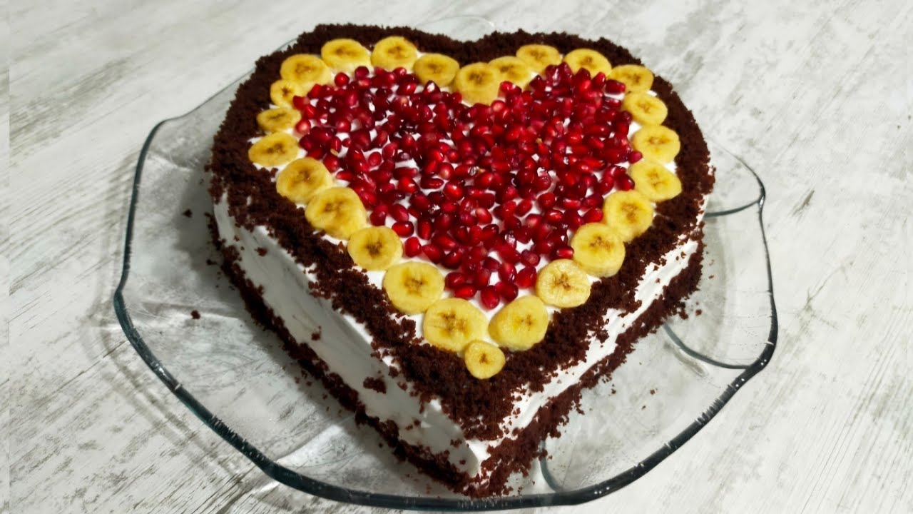Sevgililer gününe özel kolay ve pratik kalp şeklinde meyveli pasta❤️ 1 saatte hazır!