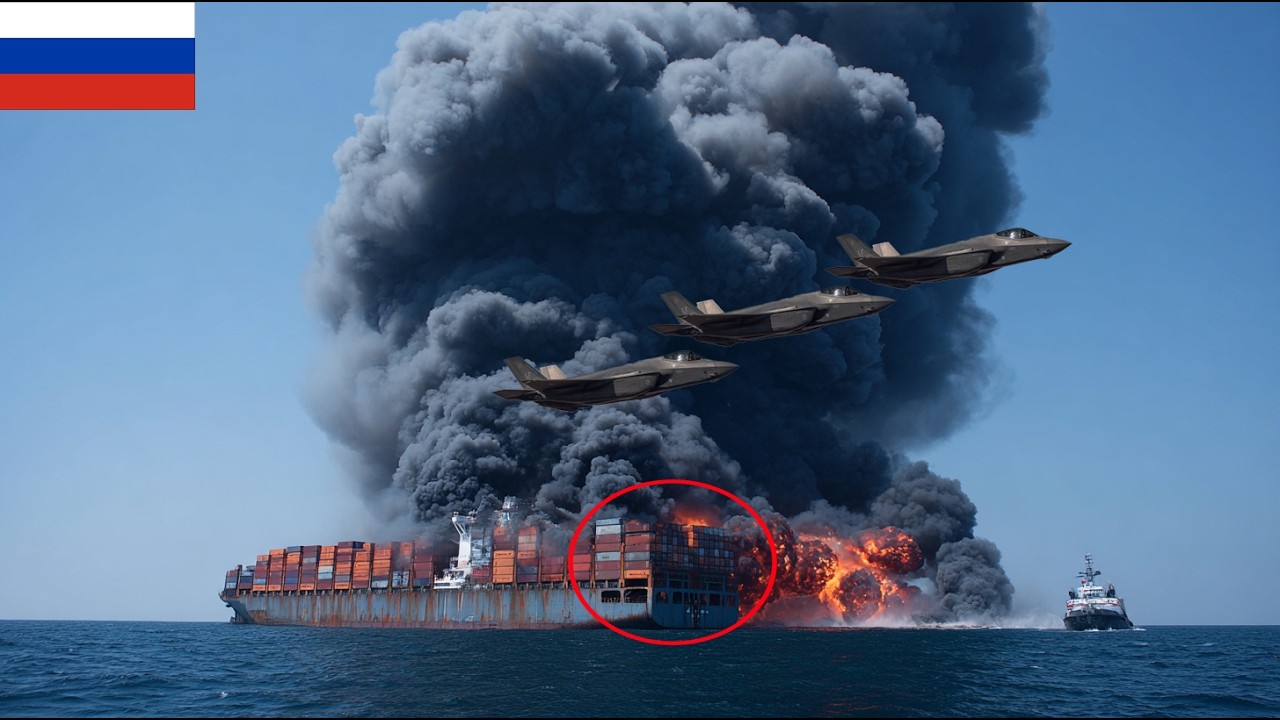 1 minute ago! Five US F-35 fighter jets sank a North Korean ship smuggling 15,300 weapons to Russia.
