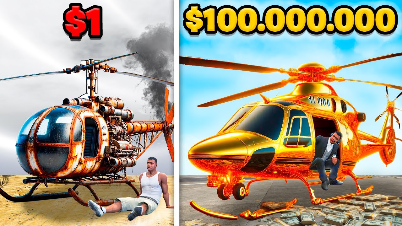 HELICÓPTERO de 1$ VS HELICÓPTERO de 100.000.000$ en GTA 5