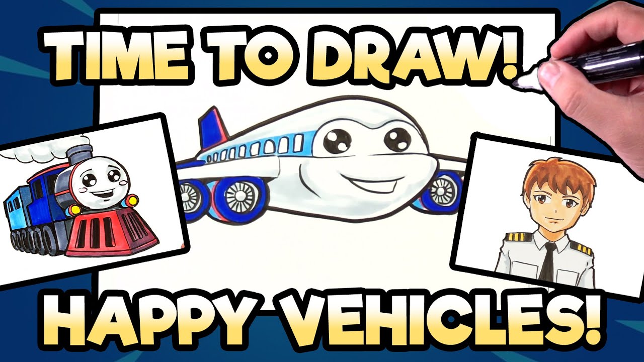 How to Draw Happy Vehicles | Time to Draw Live
