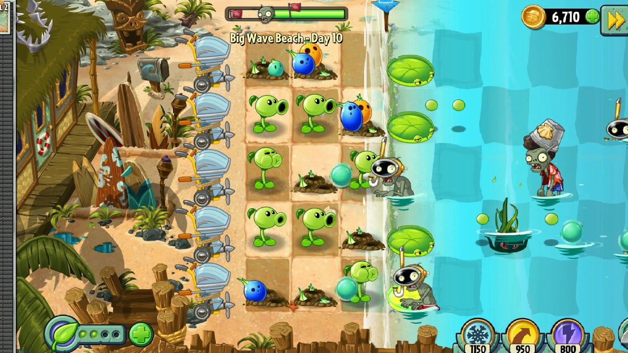 Plants vs Zombies 2 - Big Wave Beach  - Day 10