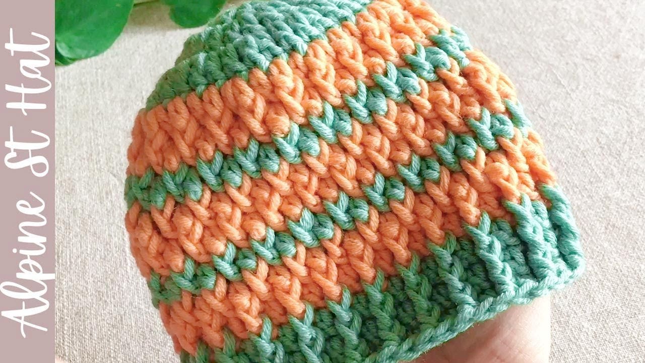 Crochet Alpine Stitch Baby Hat
