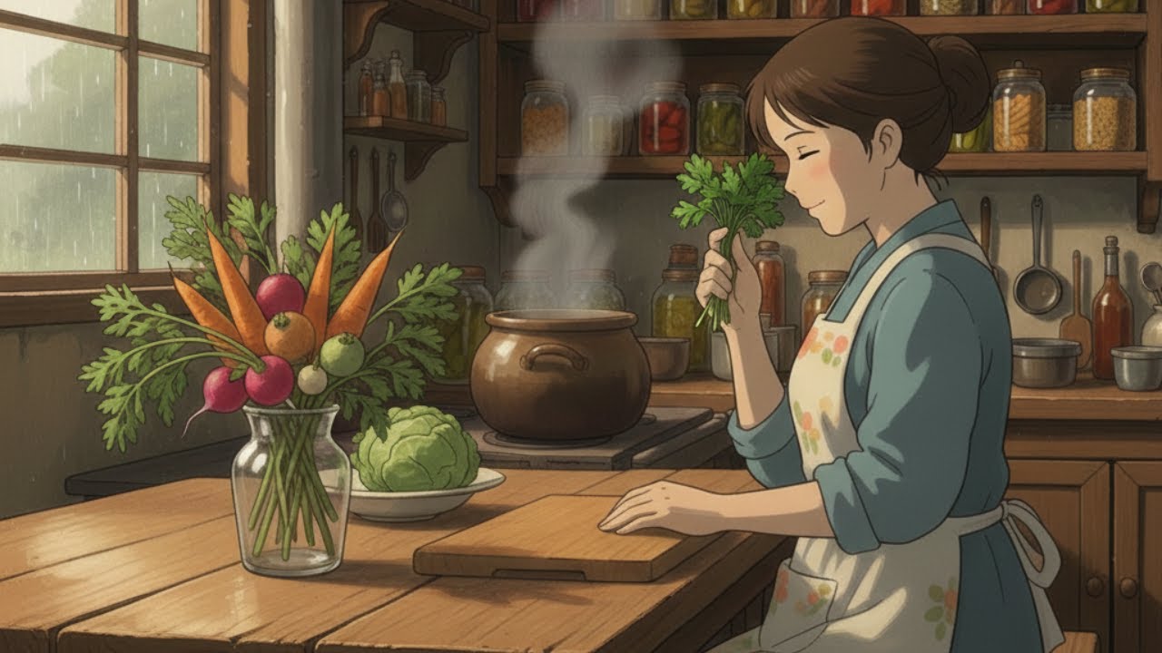 A Cozy Rainy Night with My Family, Where Quiet Moments Warm the Heart | Ghibli-Style Video