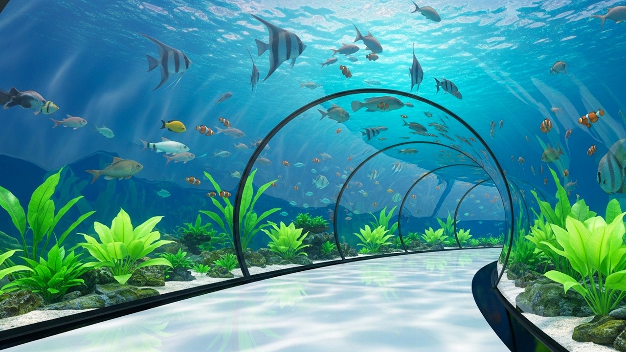 Frutiger Aero Future Aquarium 4K | Calm Ambient Music | Early 2000s Nostalgia
