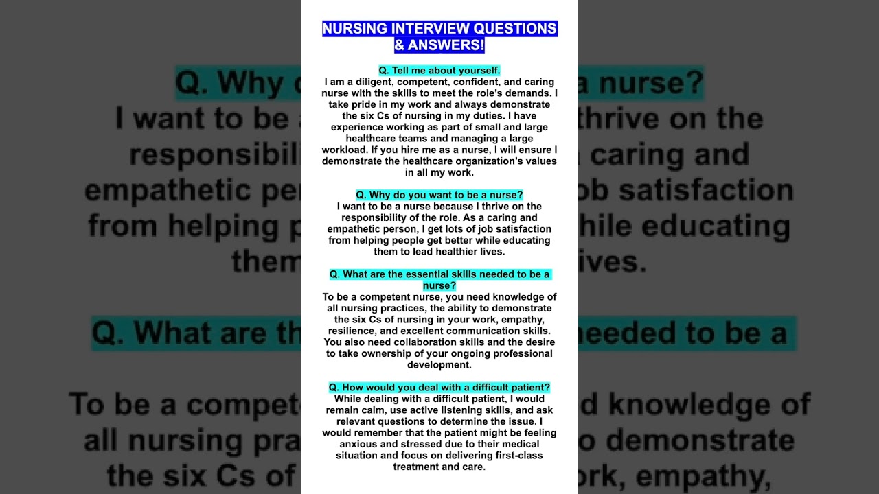 NURSING Interview Questions & Answers! #nurse #nursing #nurseinterview