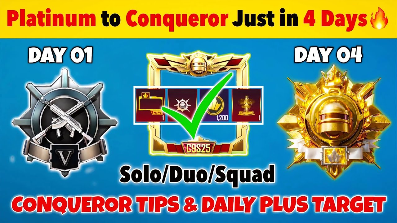 🔥How to Reach Conqueror in 4 Days😍| BGMI/PUBG Best Solo, Duo, Squad Conqueror Rankpush Tips & Tricks