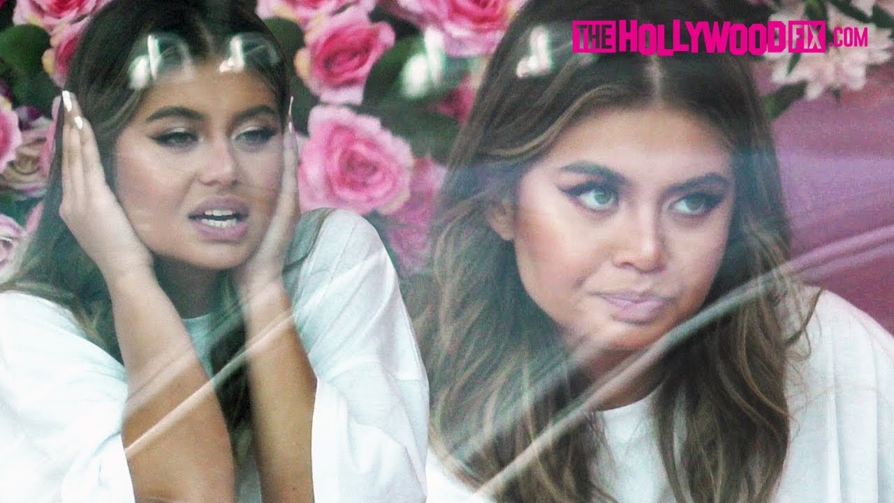 Sofia Jamora Talks With A Friend During A Photoshoot Break At Pretty Little Thing 5.31.19