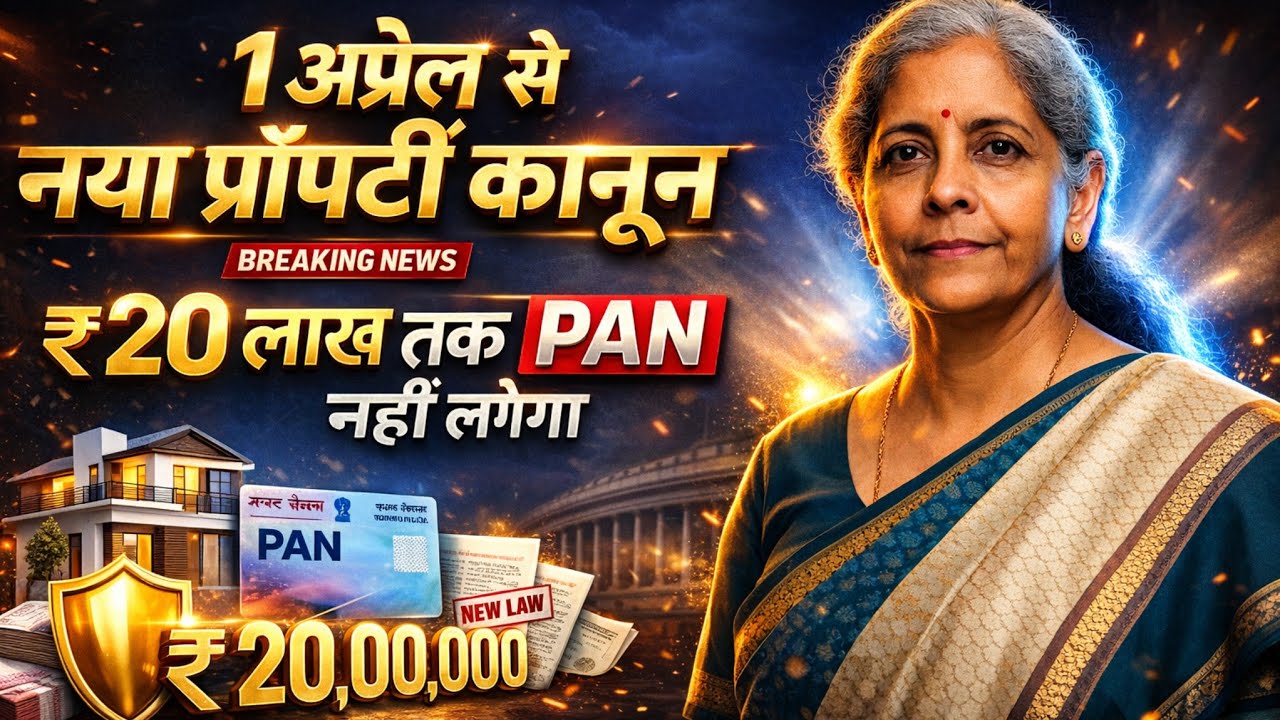 1अप्रैल से नया प्रॉपर्टी कानून ₹20 लाख तक PAN नहीं लगेगा !! New Property Rules 2026 !! Breaking News
