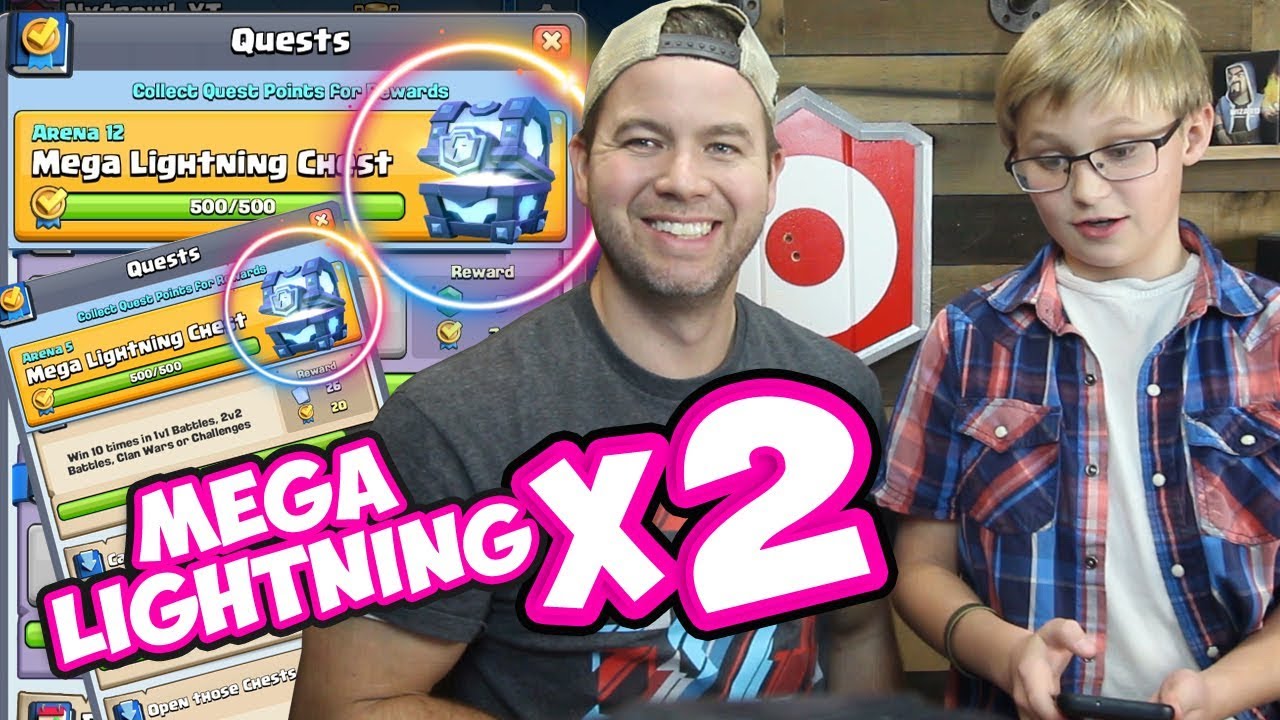 MY SON and I OPEN 2 Mega Lightning Chests from Quests! Clash Royale