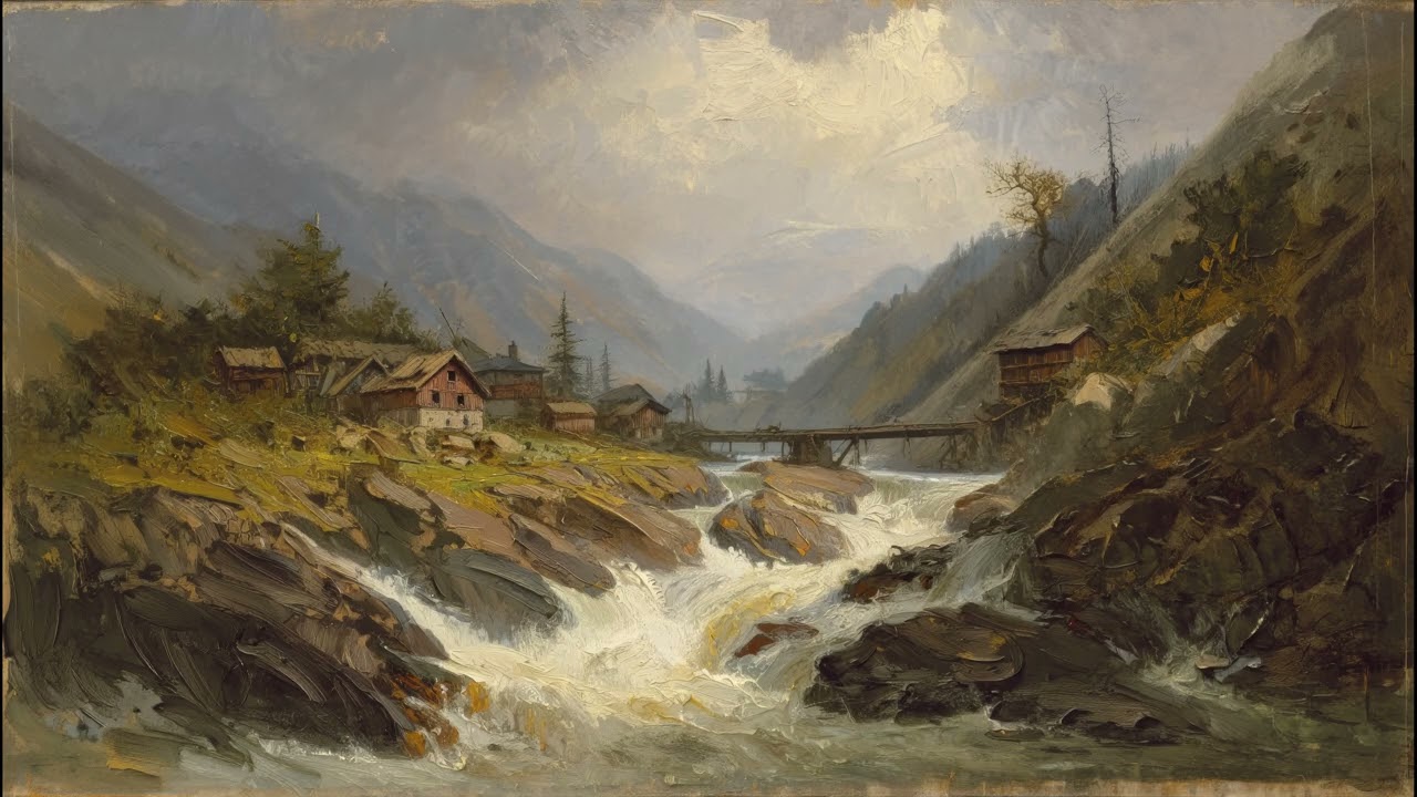 Waterfall Village Ep.2 – Mountain River Village & Waterfall | 4K Frame TV | No Sound