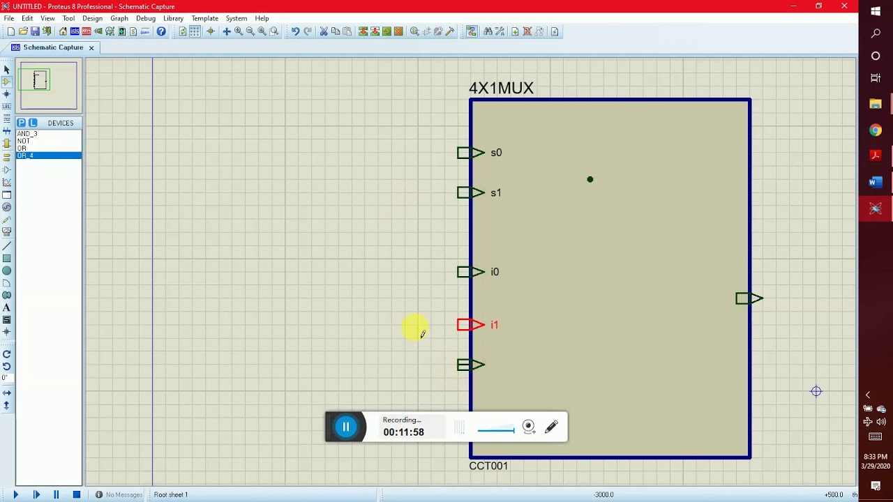 Design 4x1 Multiplexer IC in Proteus 8