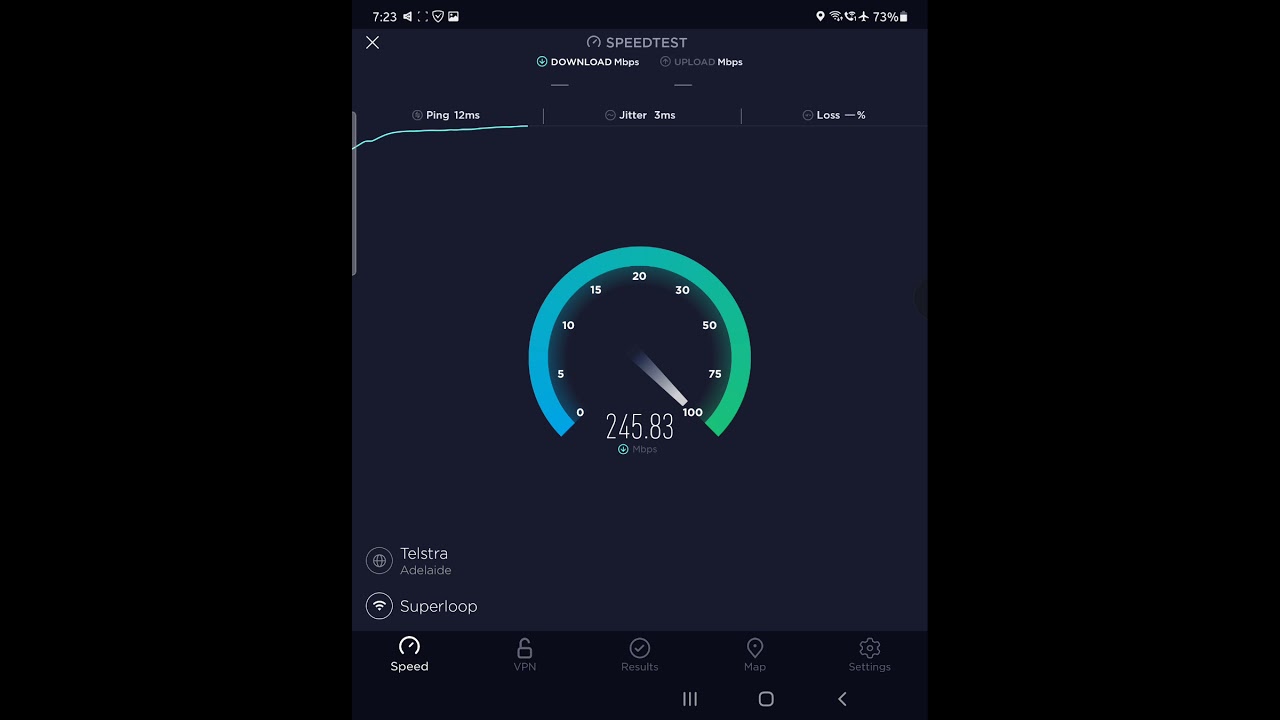 Superloop HFC Internet Speed test 250/25