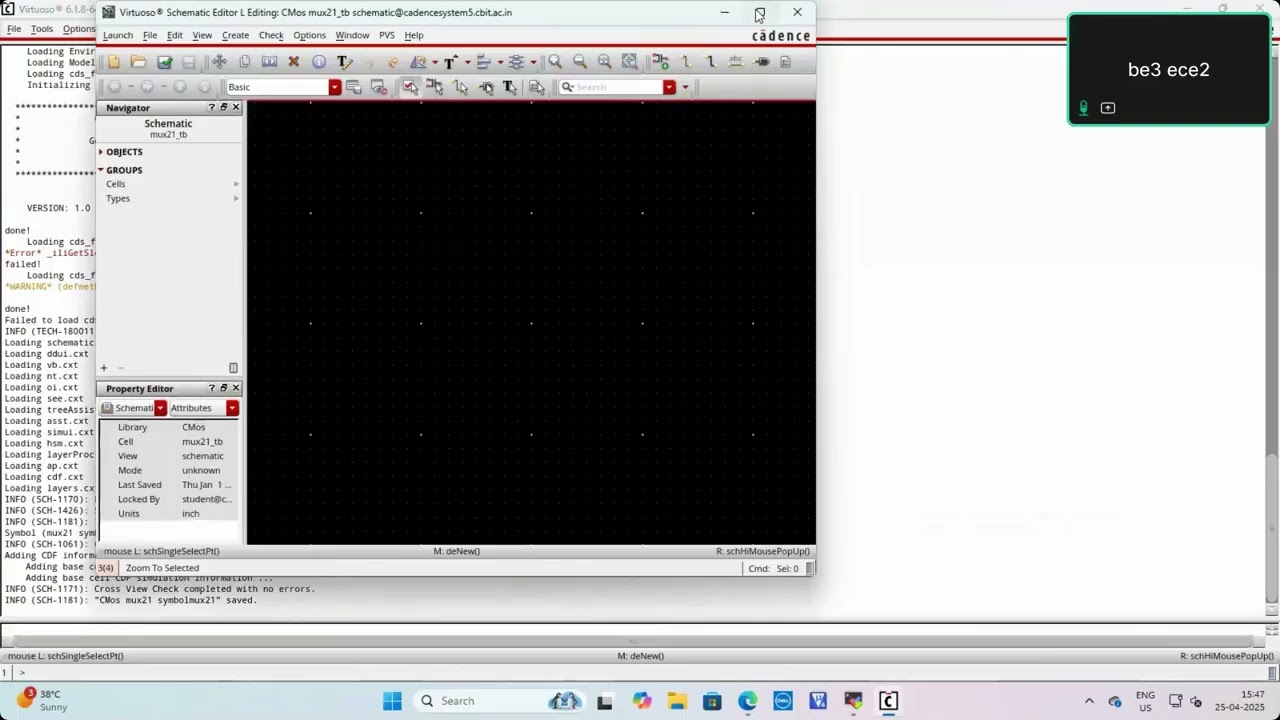 2x1 MUX using transmission gates  in cadence