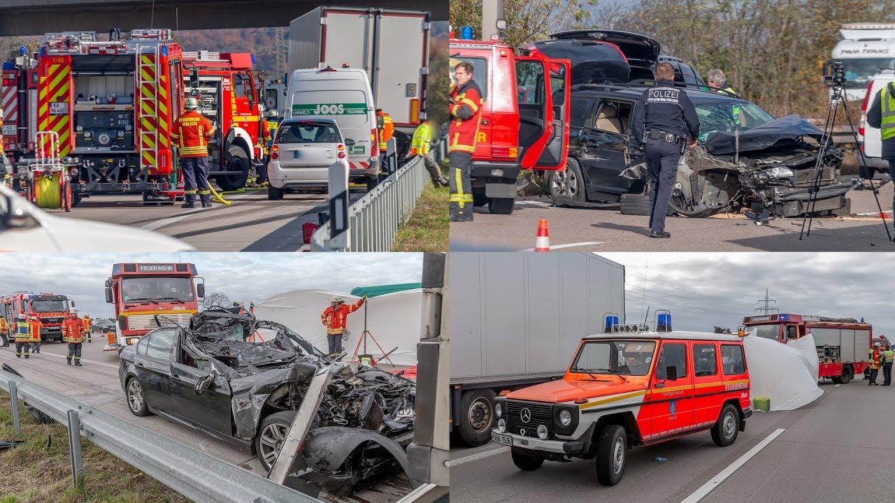 [A5: ZWEI SCHWERE UNFÄLLE] BMW KRACHT UNTER LKW & UNFALL MIT 4 AUTOS | FEUERWEHR & RETTUNG - EINSATZ