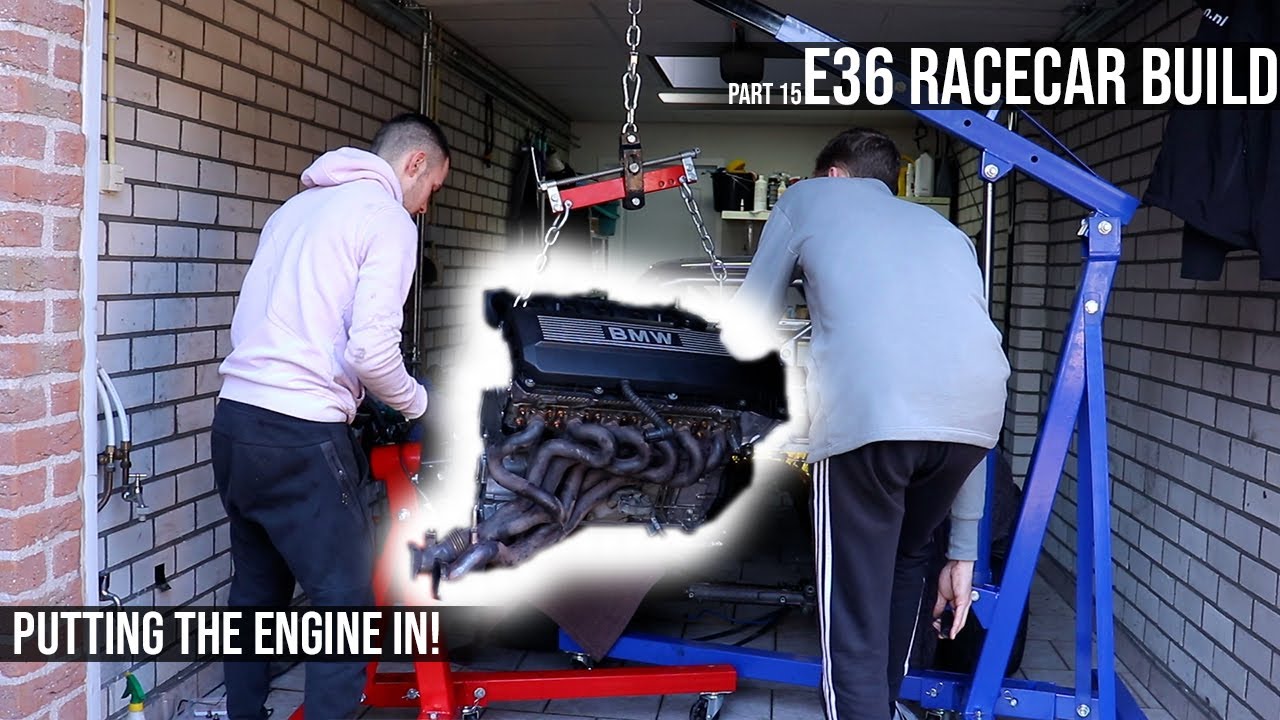 Putting the NEW engine in the car! (FULL E36 RACECAR Build series) (Part 15)