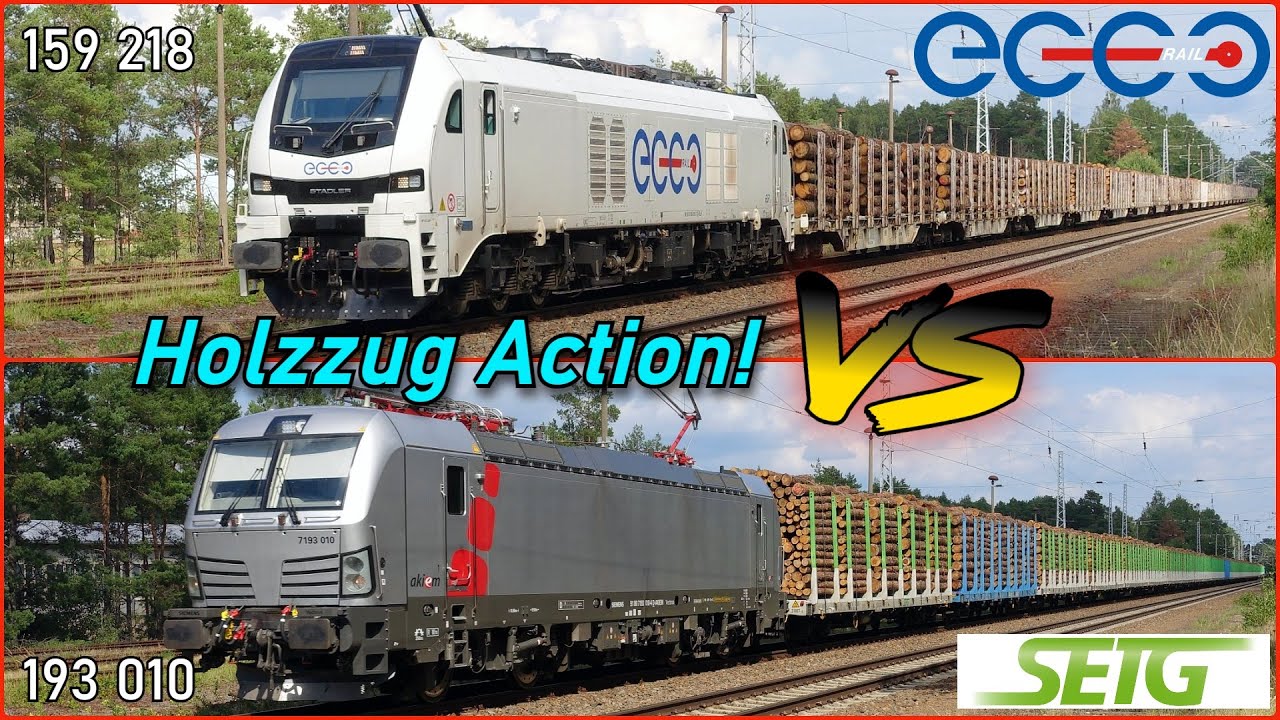 Doppelter Holzzug Wahnsinn in Finsterwalde! Stadler EuroDual 159 218 & Akiem SETG 193 010 in Action!