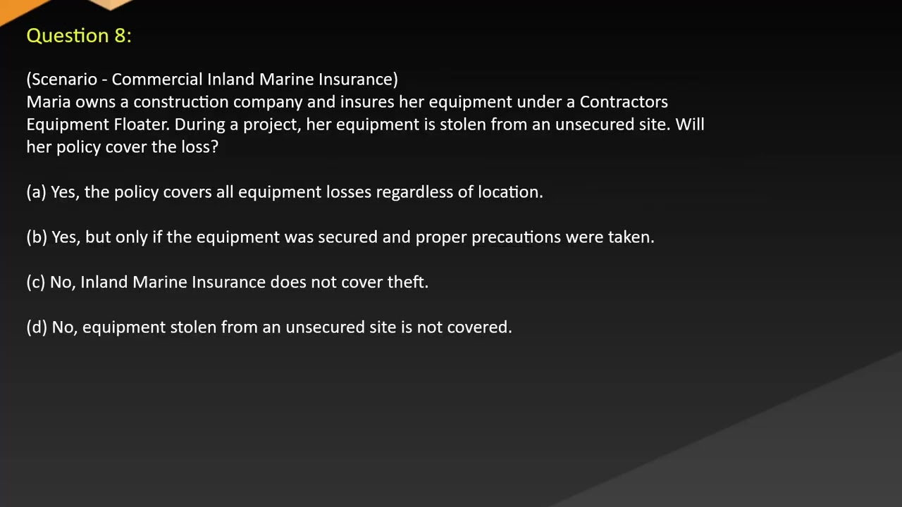 Michigan Commercial Lines Insurance Exam Free Practice Questions
