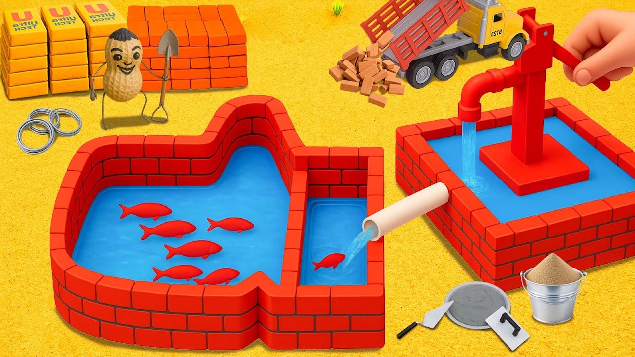 DIY Science Project Mini Water Well - Build a Strong Fish Pool Tank with Mini Water Hand Pump