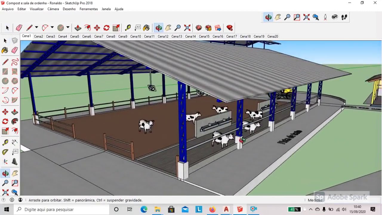 Instalação Compost Barn e sala de ordenha - Projeto completo para 50 vacas