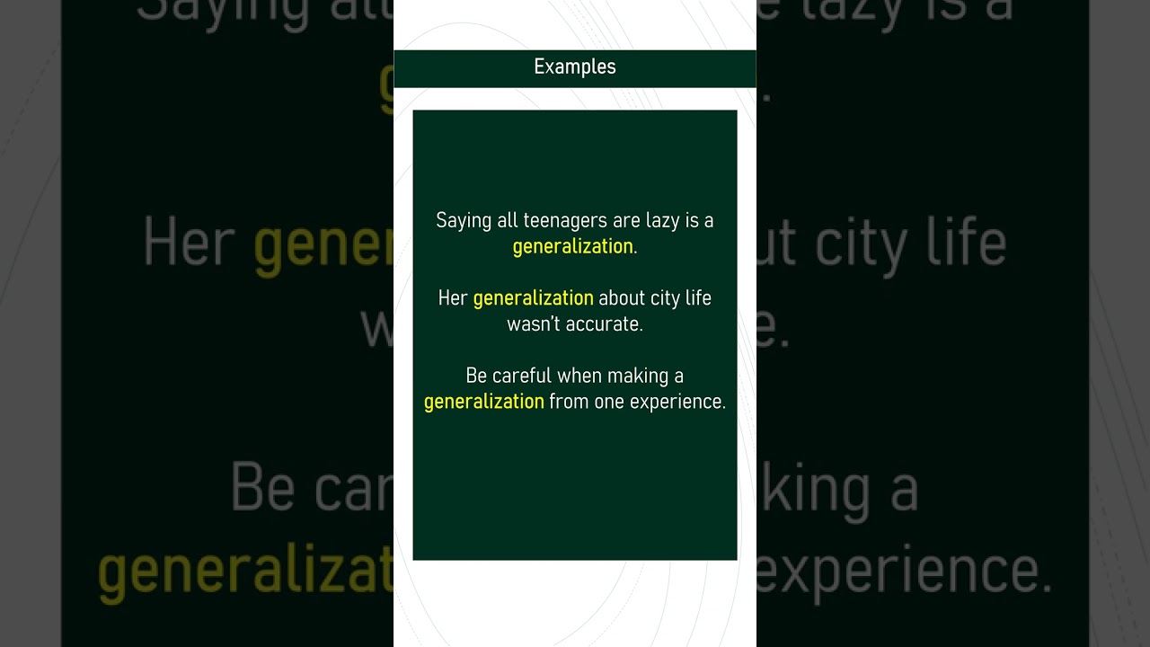 generalization # Expand Your English Vocabulary