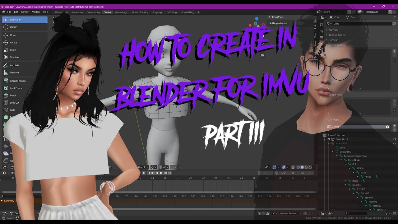 How to create in Blender for Imvu -  Part 3 (Parenting and exporting to Imvu)