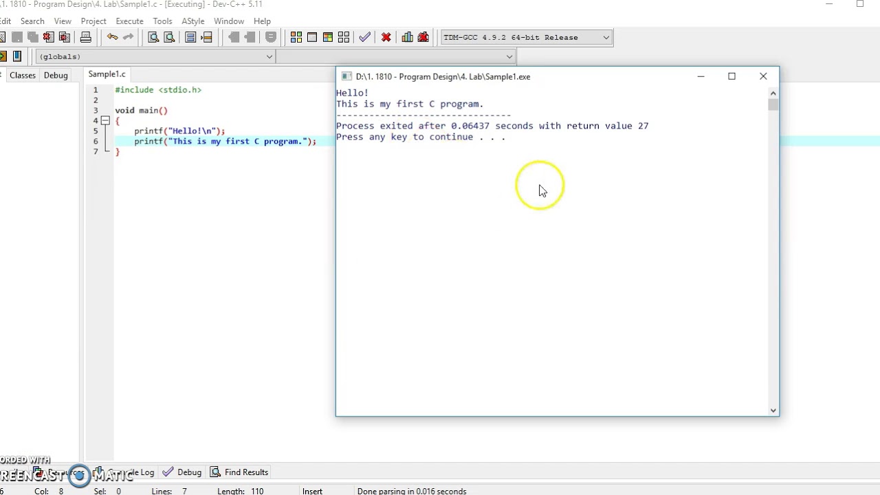 How to write C Program with Dev C++
