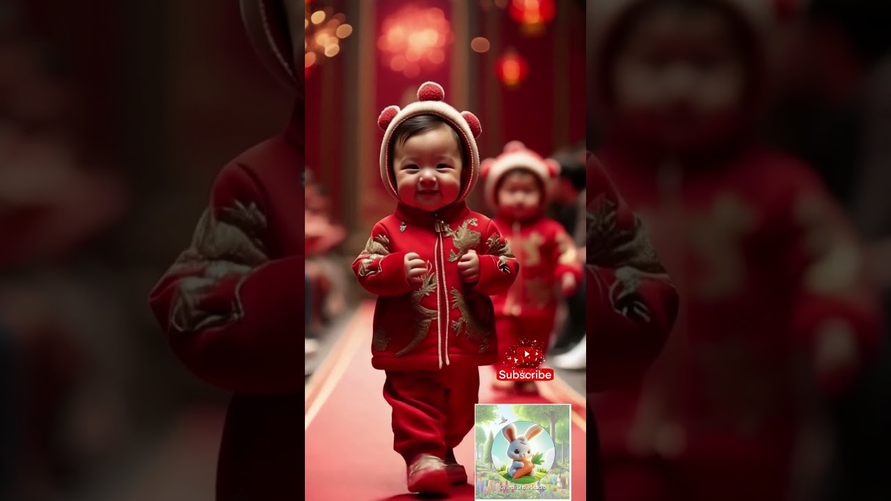 Cutest Kids Fashion Trends for Chinese New Year #KidsFashion #RunwayShow #AI #YouTubeShorts