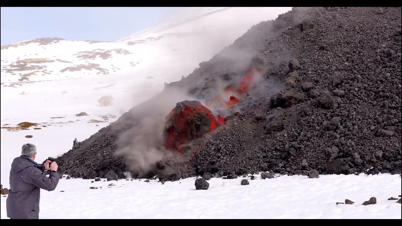 Eruzione Etna. Fronte lavico quota 1900 mt. 13 febbraio 2025