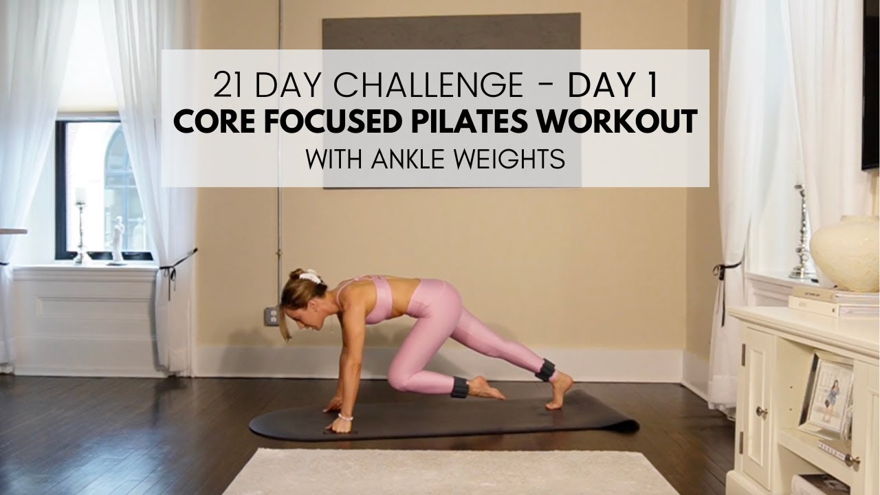 DAY 1 - 21 DAY PILATES CHALLENGE - CORE FOCUSED PILATES AT HOME WORKOUT
