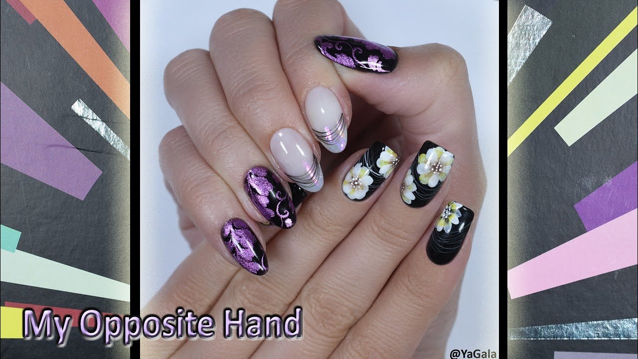 How I do my opposite hand / Маникюр и дизайн на противоположной руке