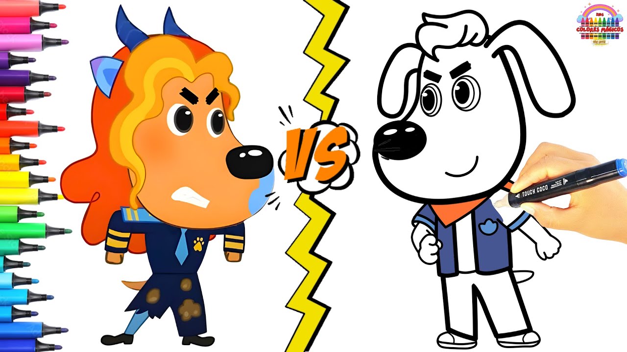 🐕‍🦺 DIBUJA Y COLOREA ✏️ A SHERIFF LABRADOR 🚓🐕💥🐩 DOS SHERIFF LABRADOR | ANTEL ? 👮‍♂️ | Animación