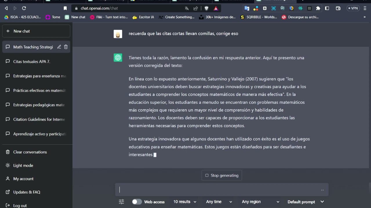 Cómo crear citas textuales en APA 7 con CHATGPT