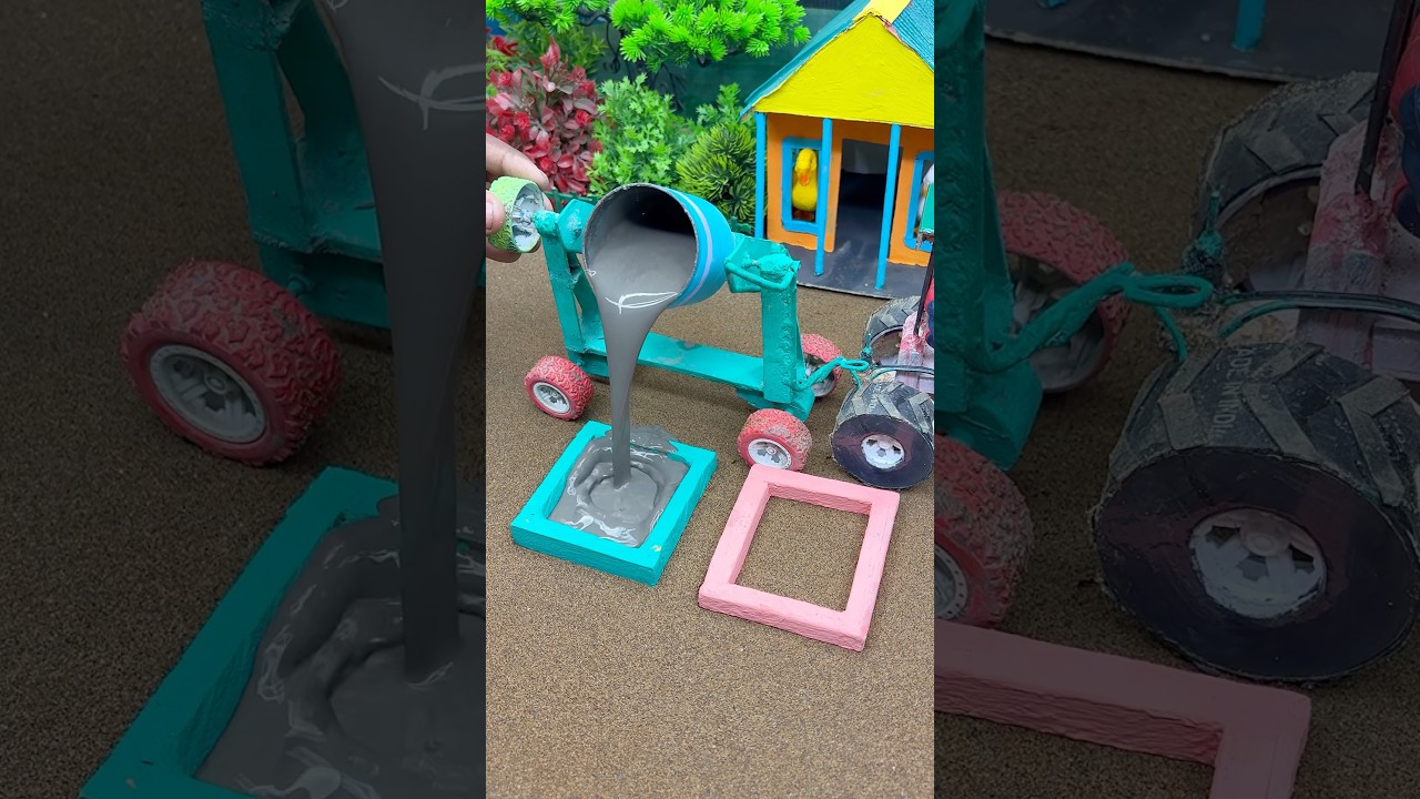 Real Working Mini Tractor Making Cement Pillars | DIY Construction Machine #shorts