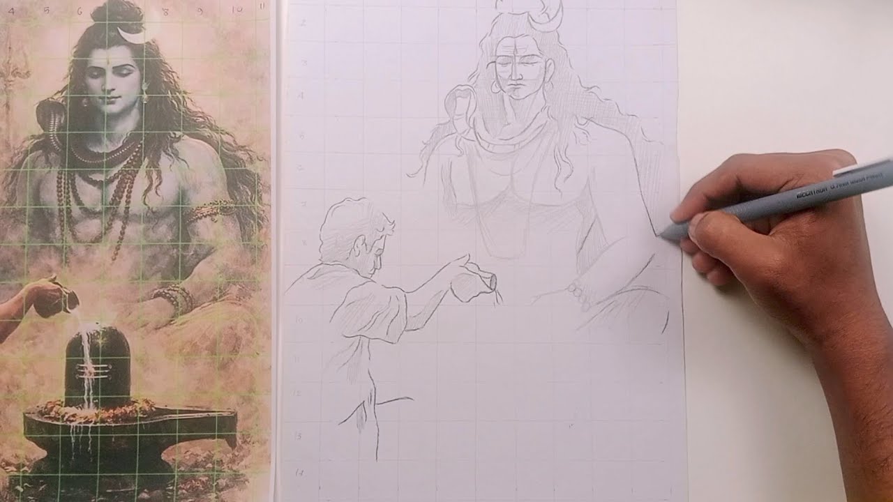 Lord Mahadev drawing outline tutorial .