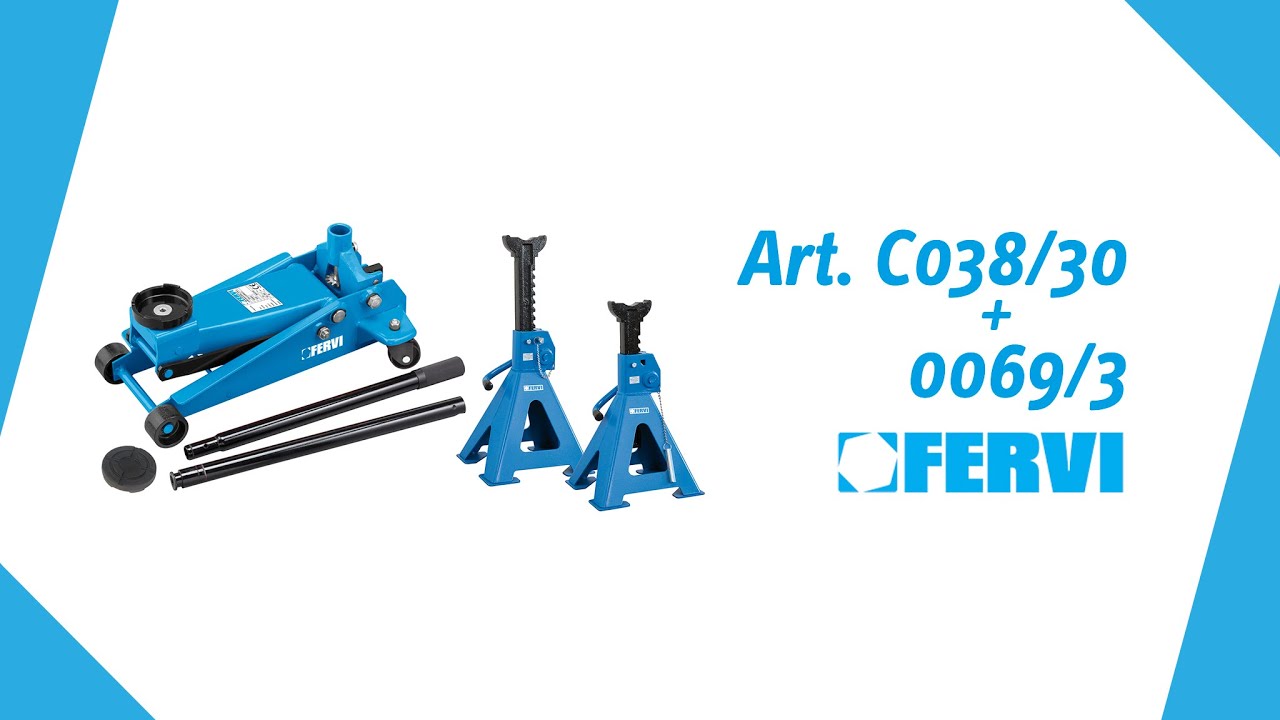 Cric A Carrello C038/30 + Coppia Di Cavalletti 0069/3 | Fervi