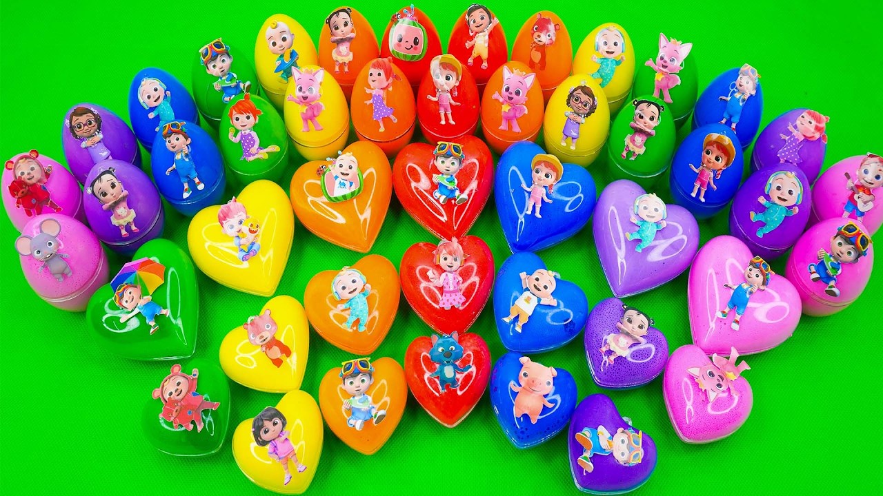 Cocomelon Clay & Slime Toys: Hunt Pinkfong with Dinosaur Eggs, Drops Colorful! Satisfying ASMR Video