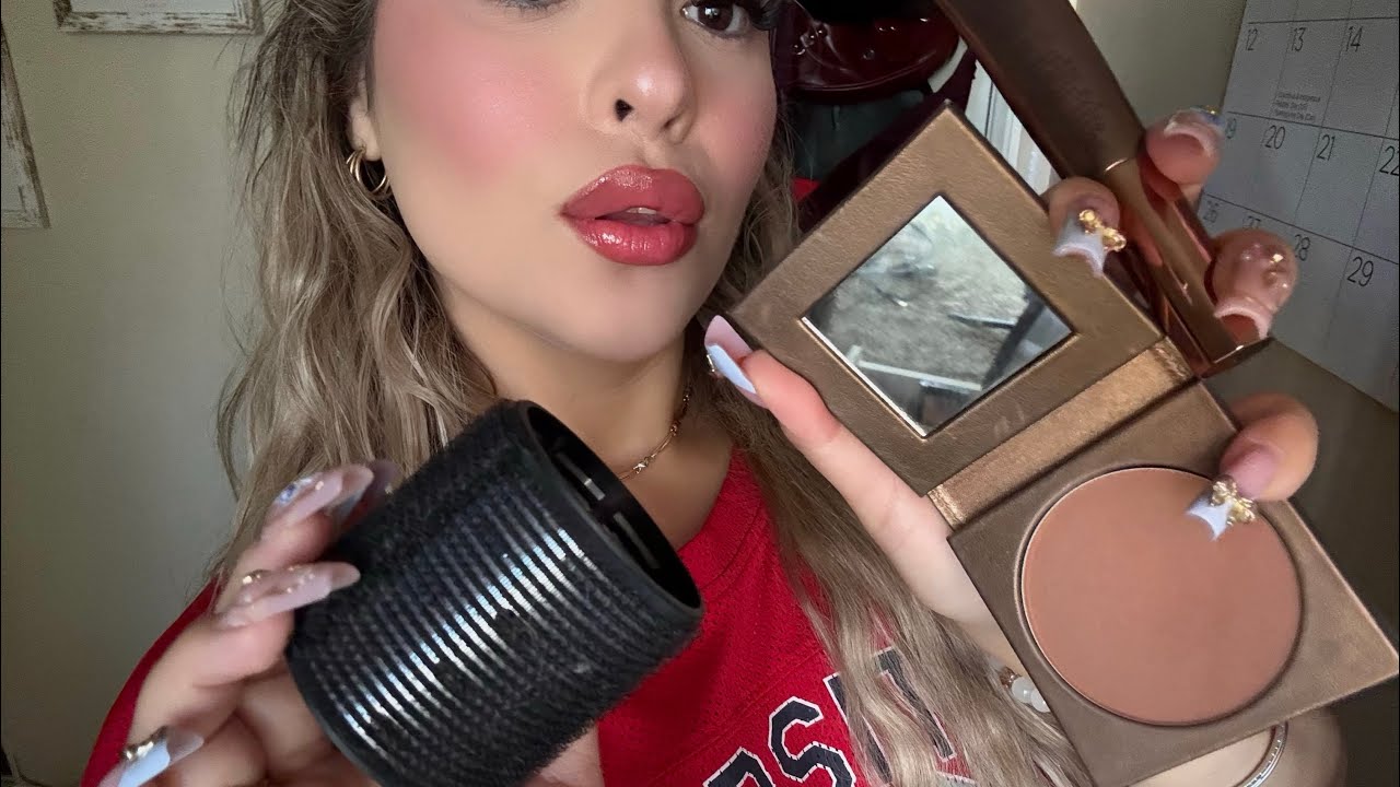 ASMR: Hair Rollers Blow Out & Doing Ur Bronzed Makeup Look Before You Leave💄 (tingly)