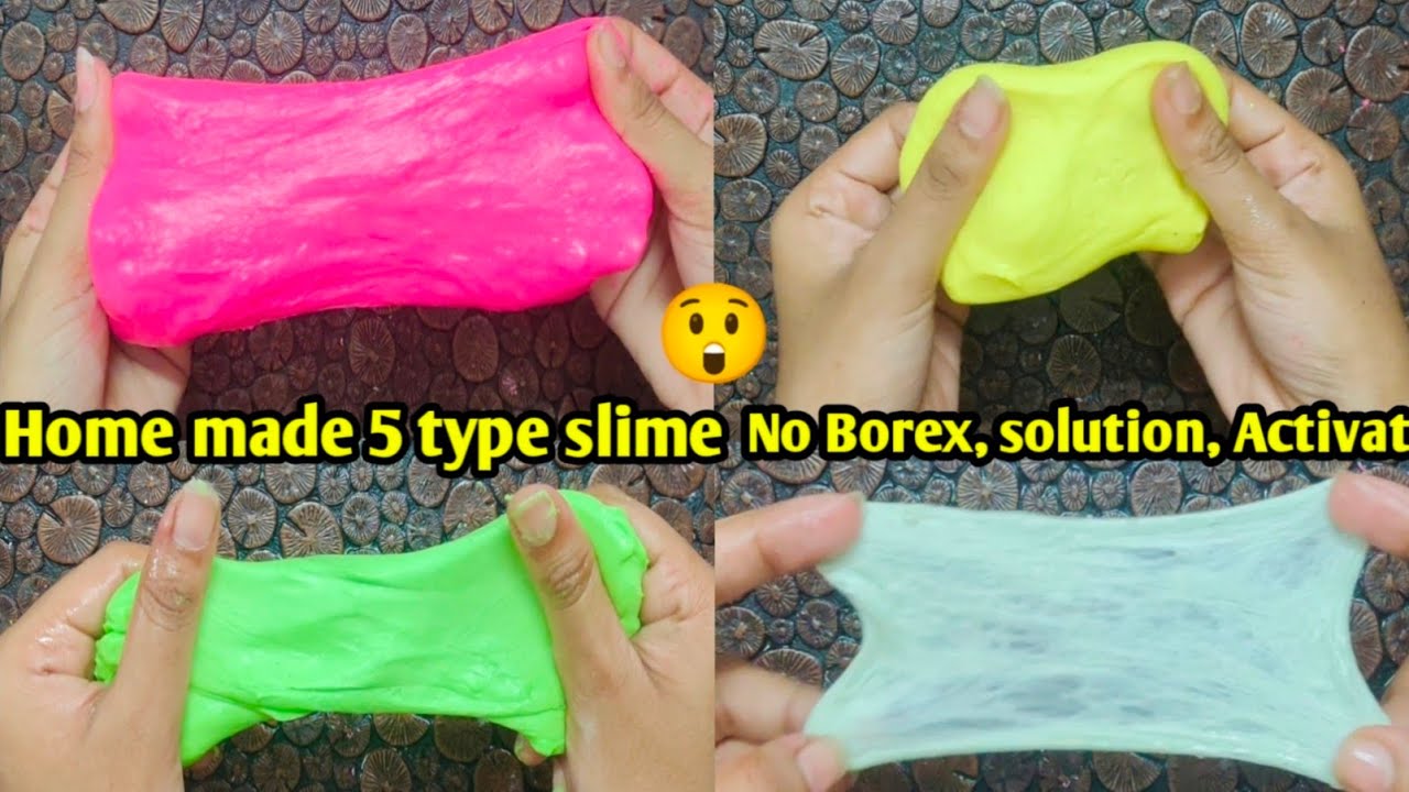 Home made slime 5 ideas/No Borex and slime Activator/craft tamil